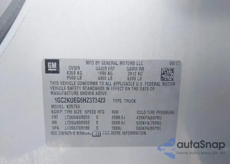 2017 Chevrolet Silverado 2500Hd Wt из США, поврежденный, VIN 1GC2KUEG6HZ373423